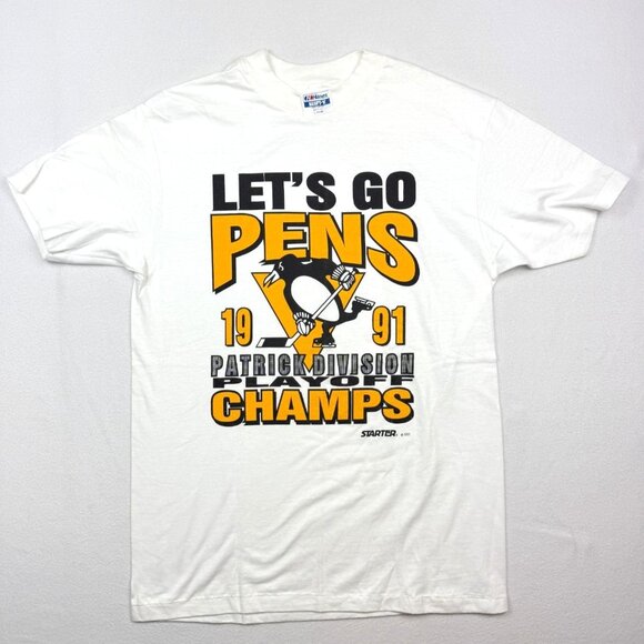 Vintage Starter Pittsburgh Penguins 1991 Single Stitch Deadstock Size L Mens Whi - Picture 1 of 11